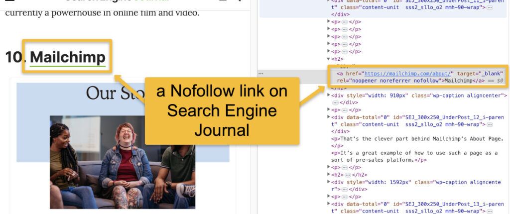 External Linking 2 nofollow link example
